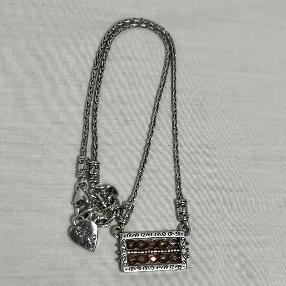 Brighton Bedazzled Purple Beaded Necklace Pendant Crystals Silver Plated - Picture 11 of 11